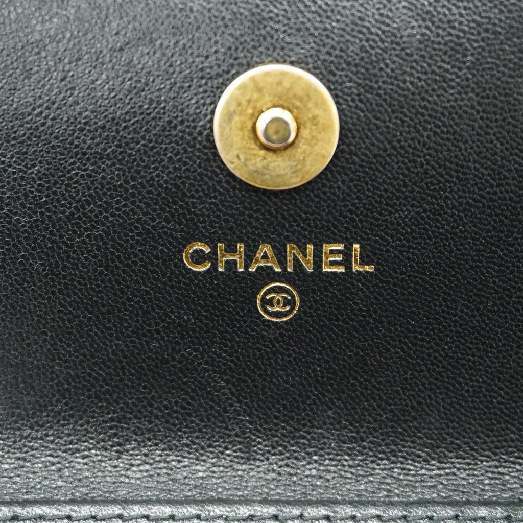 CHANELAuth  Matelasse Chain Shoulder Women's Leather Shoulder Bag Black