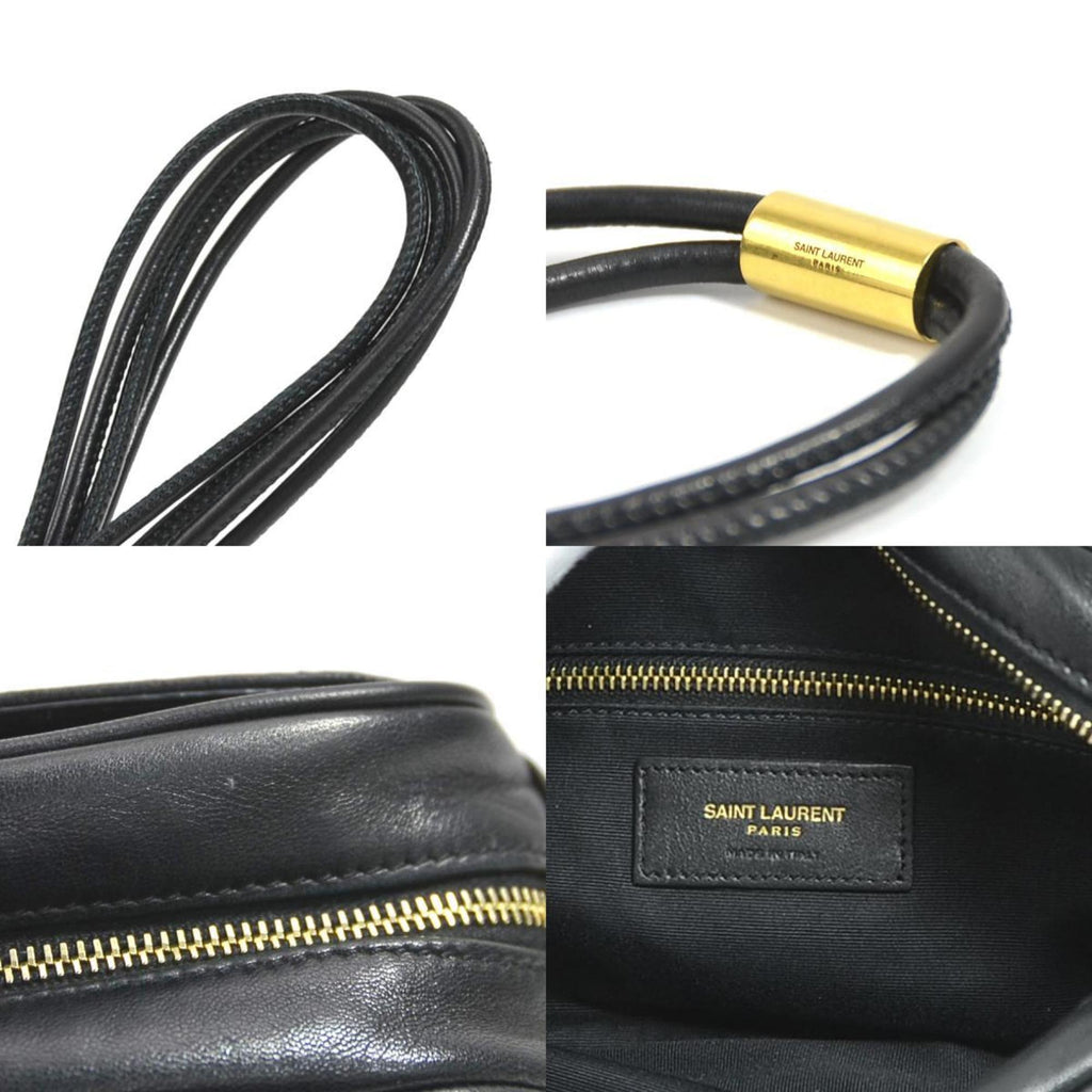 SAINT LAURENT shoulder bag leather black gold ladies 648990