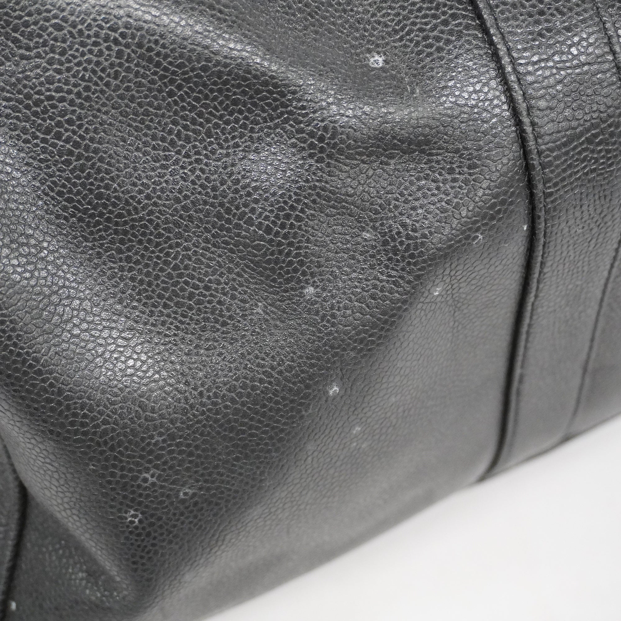 CHANELAuth  Caviar Skin Women's Caviar Leather Boston Bag Black