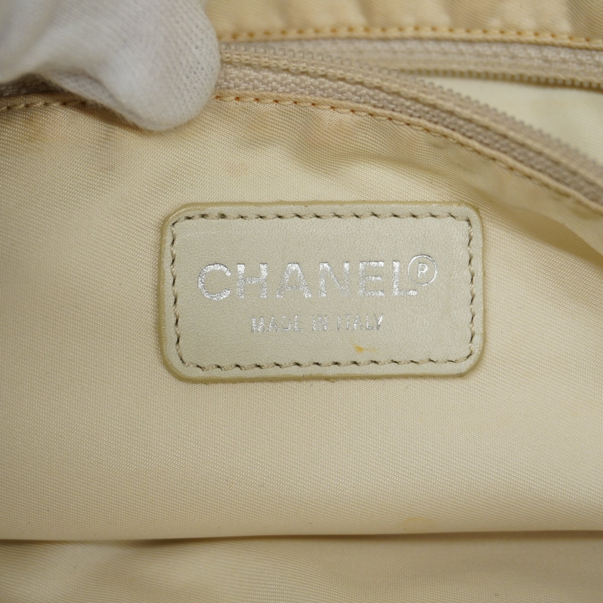 CHANELAuth  New Travel Line Women's Leather,Nylon Tote Bag Beige