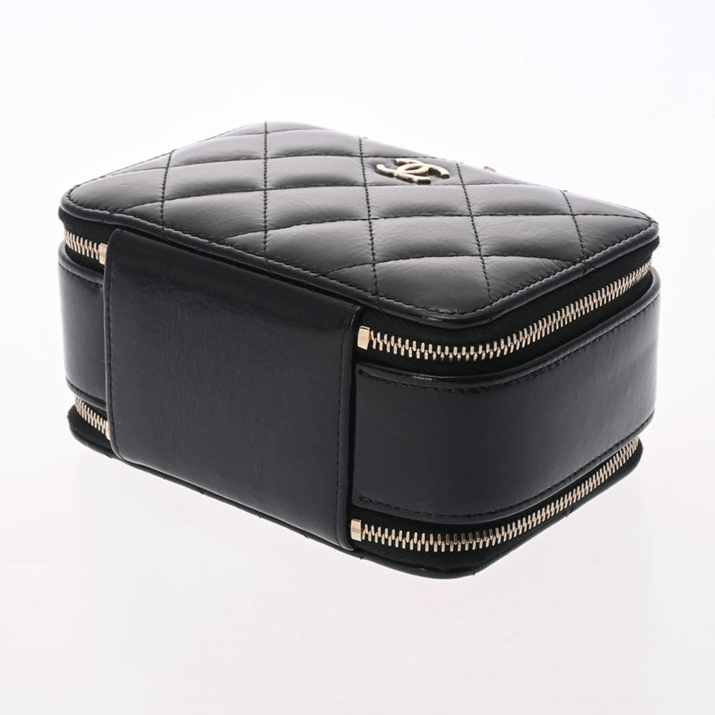 CHANEL Matelasse Small Vanity Shiny Black Ladies Lambskin Bag