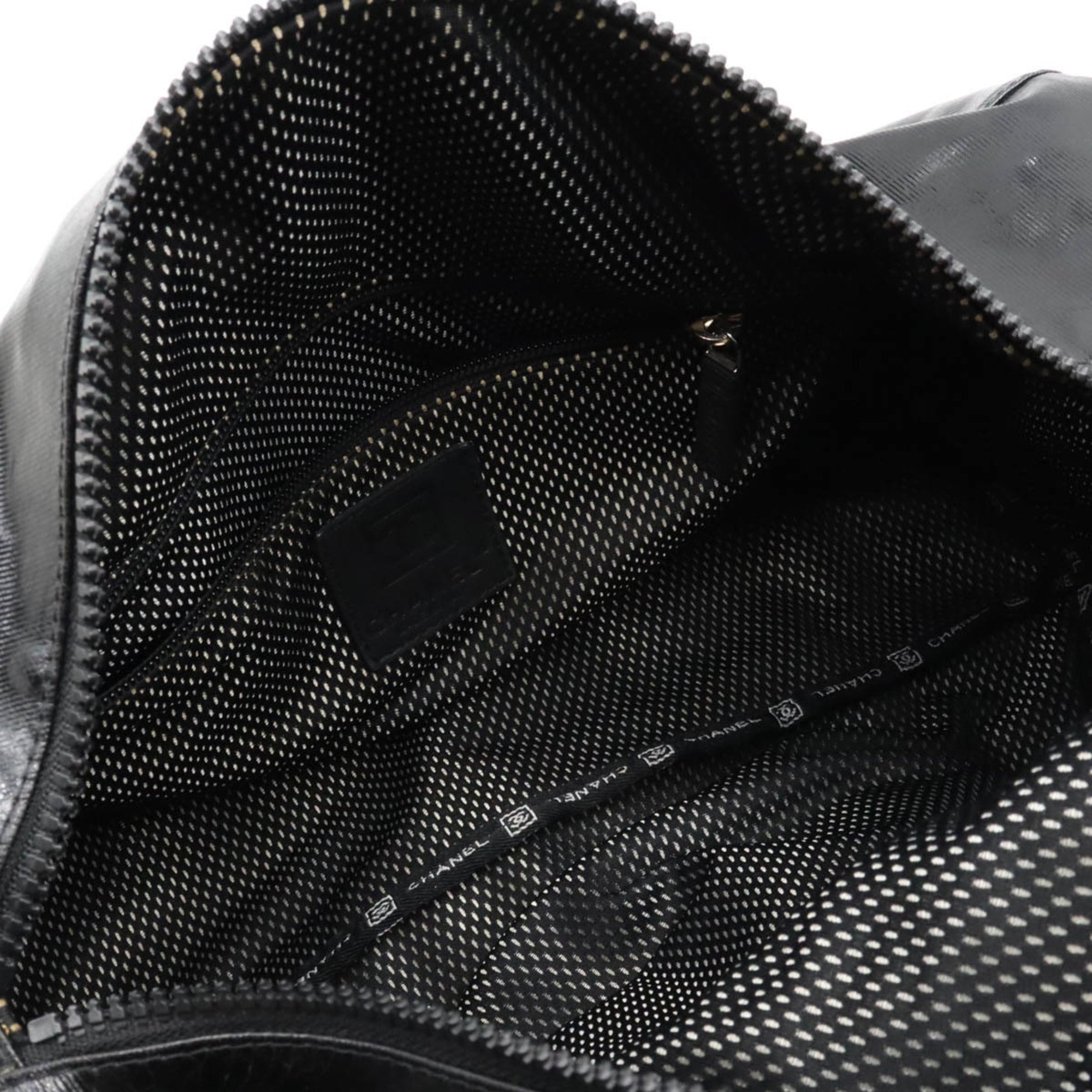 CHANEL Sports Line Coco Mark Shoulder Bag Boston Coated Canvas Black A35980