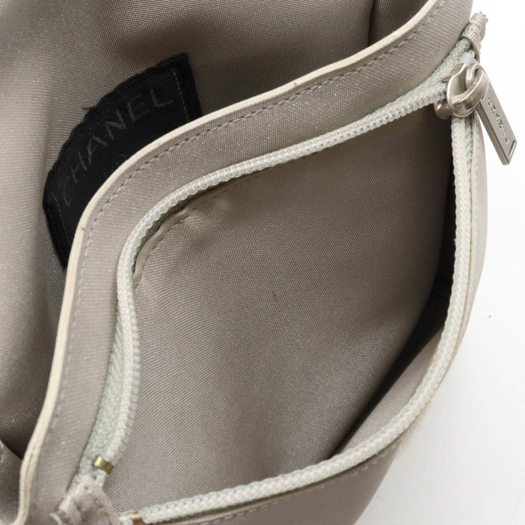 CHANEL Sports Line Waist Pouch Bag Body Hip Nylon Canvas Gray White