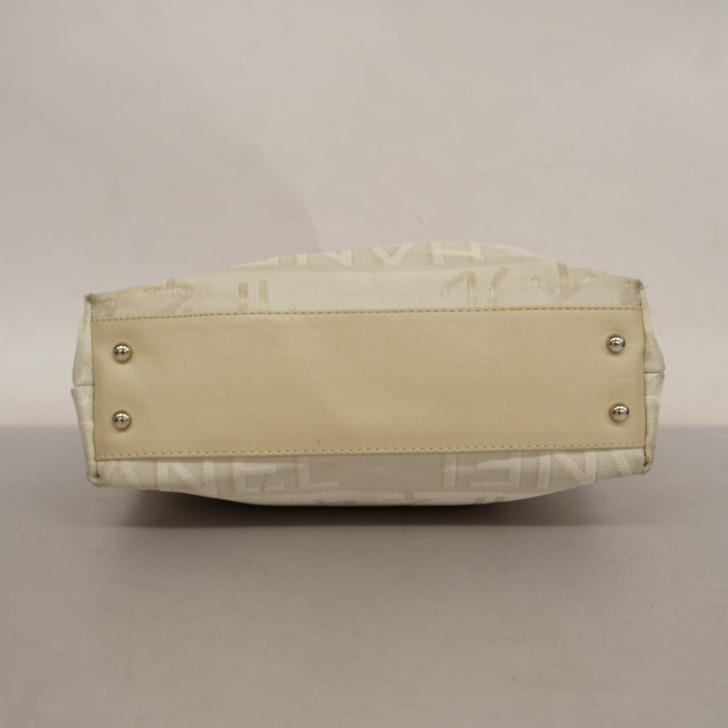CHANELAuth  Ephemer Chain Shoulder Women's Nylon Tote Bag White