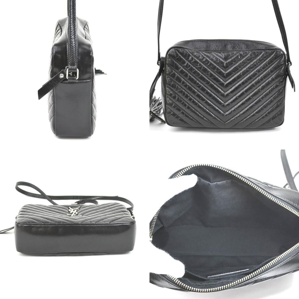 SAINT LAURENT Crossbody Shoulder Bag Leather Black Women's 468537