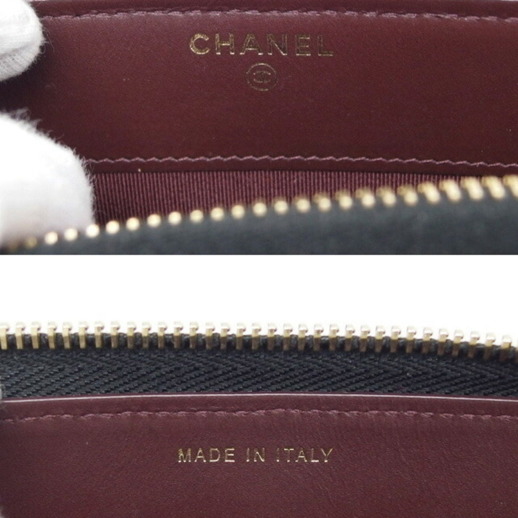 CHANEL Matelasse round long wallet caviar skin