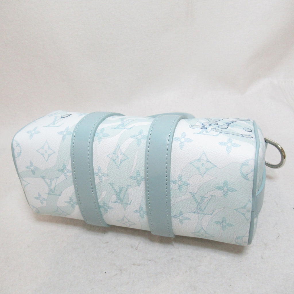 LOUIS VUITTON Aqua Garden Keepall Bandouliere Boston Bag Blue blue crystal Monogram Aqua Garden leather M22527