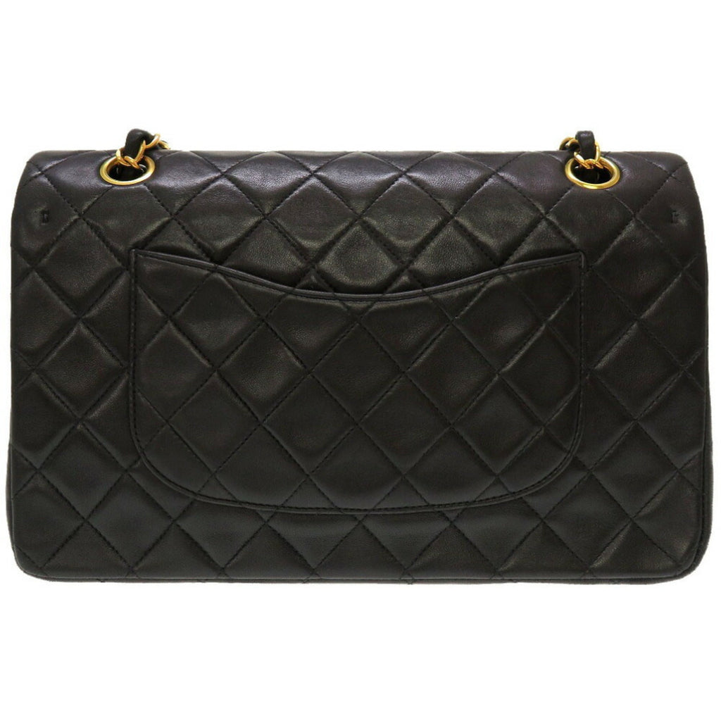CHANEL Matelasse Lambskin Black Double Flap No.4 Gold Chain Shoulder Bag
