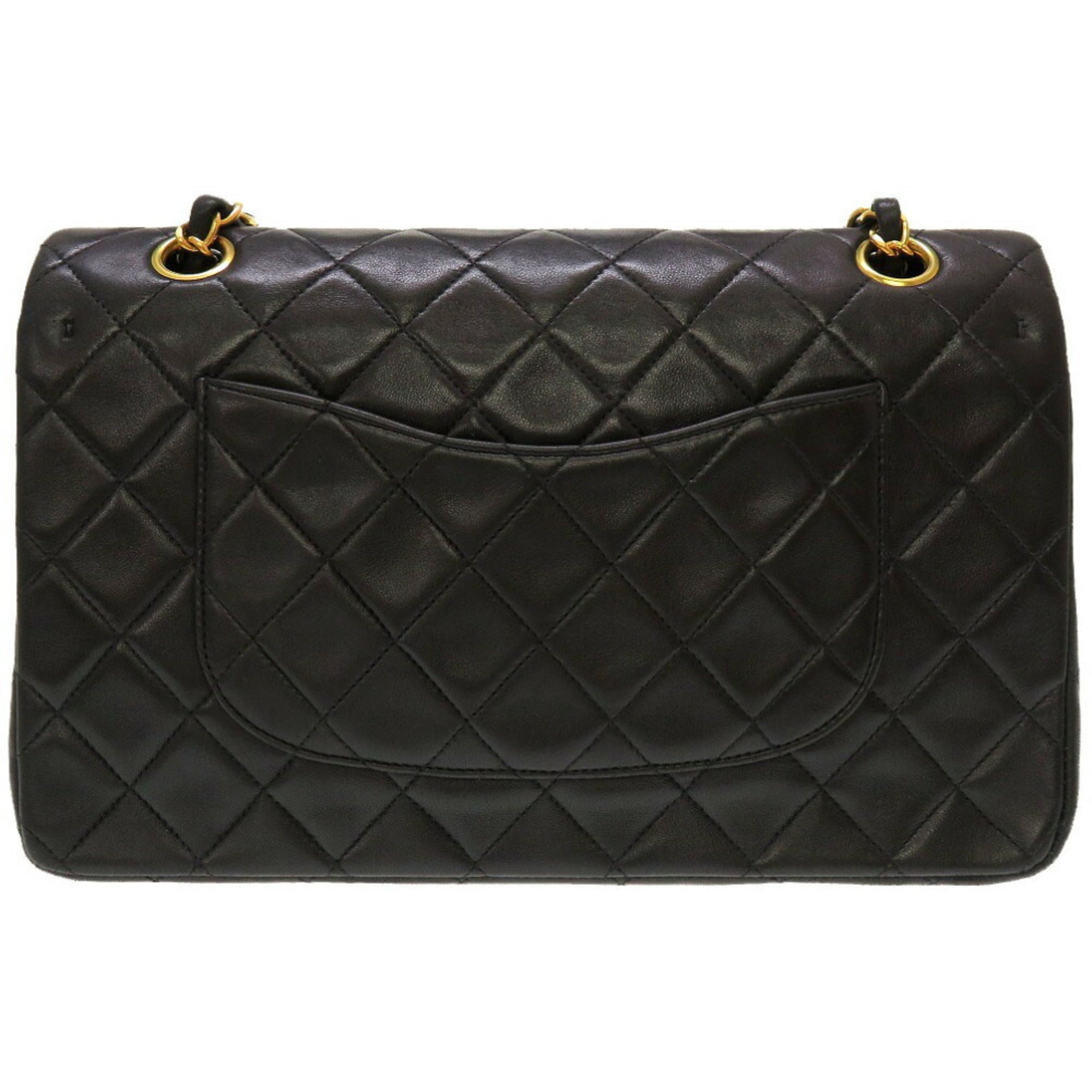 CHANEL Matelasse Lambskin Black Double Flap No.4 Gold Chain Shoulder Bag