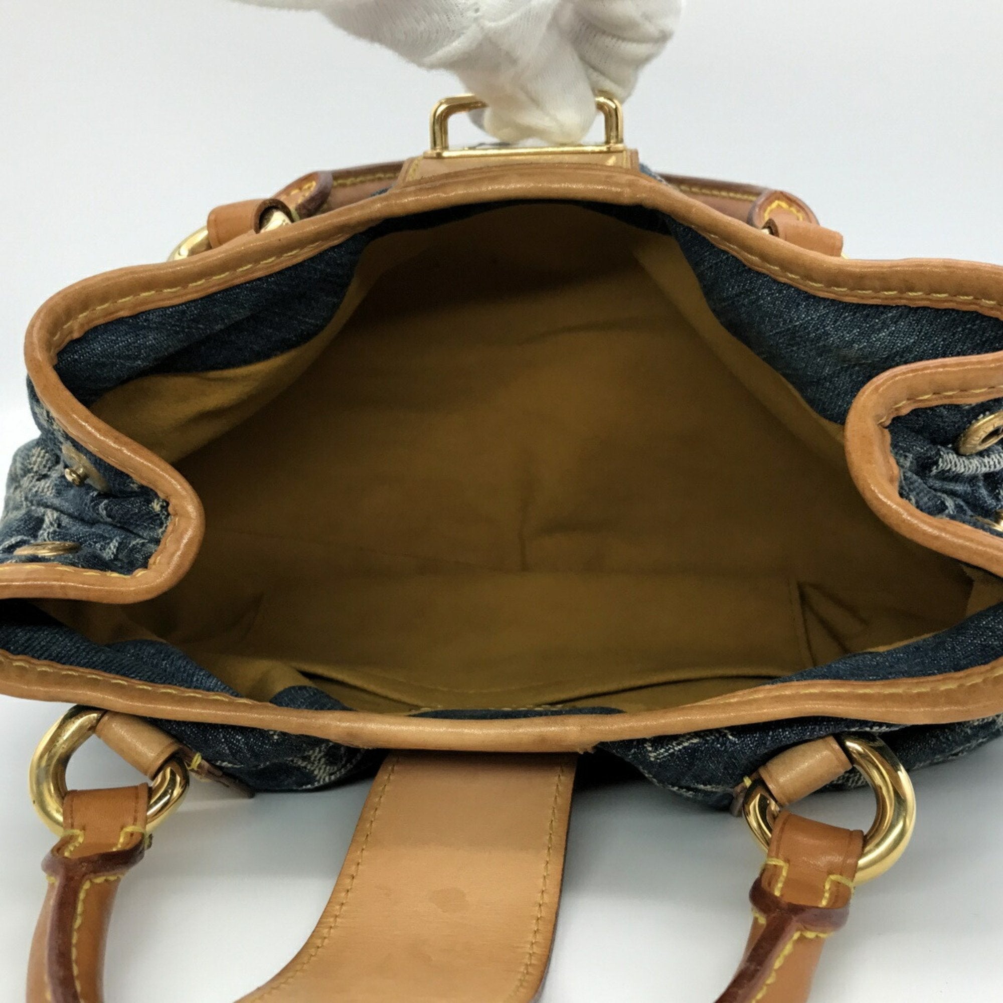 LOUIS VUITTON Pretty Monogram Denim Handbag Handheld Bag Blue Ladies Fashion M95020