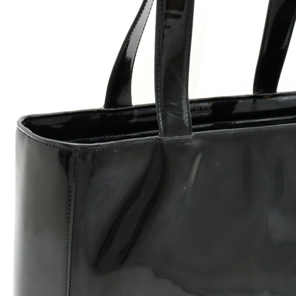 CHANEL tote bag shoulder enamel patent leather black