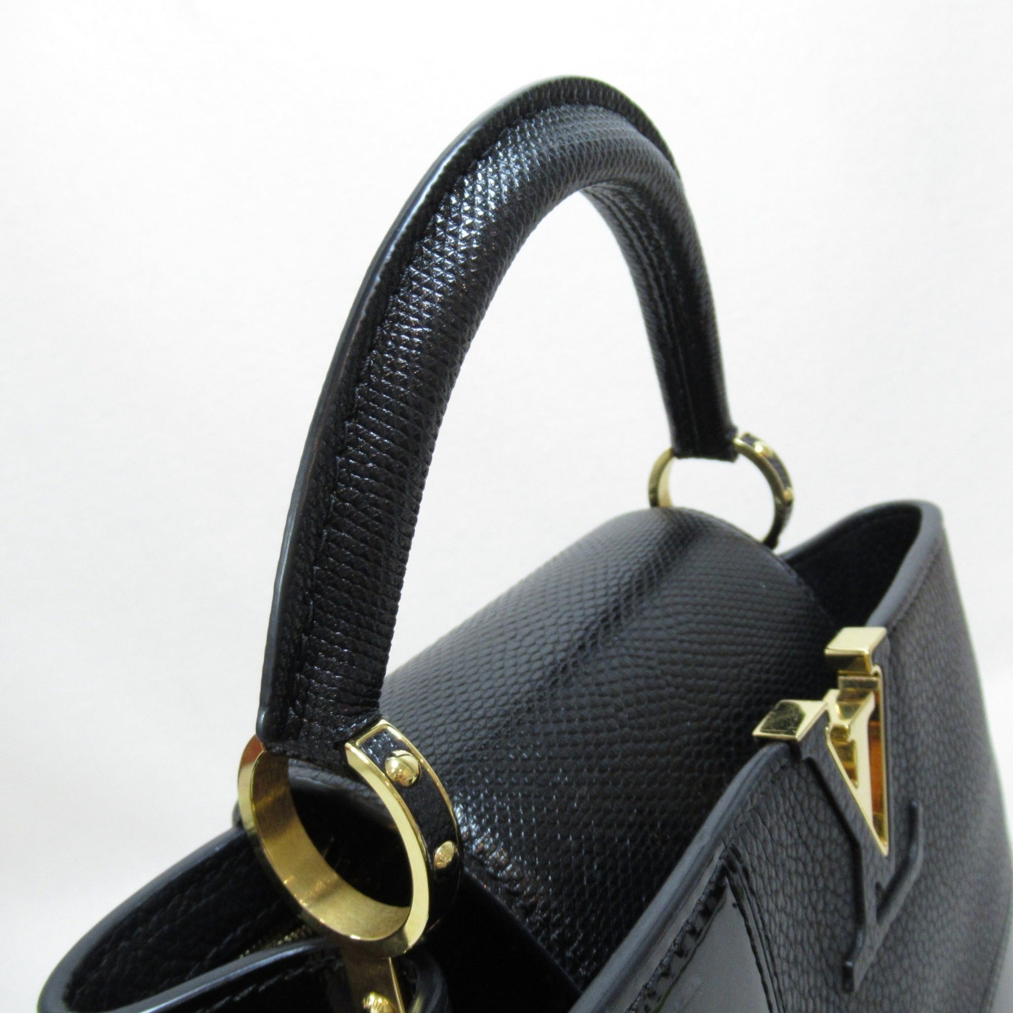 LOUIS VUITTON CapucineBB2way Shoulder Bag Black enamel Taurillon Clemence leather/snake M59269
