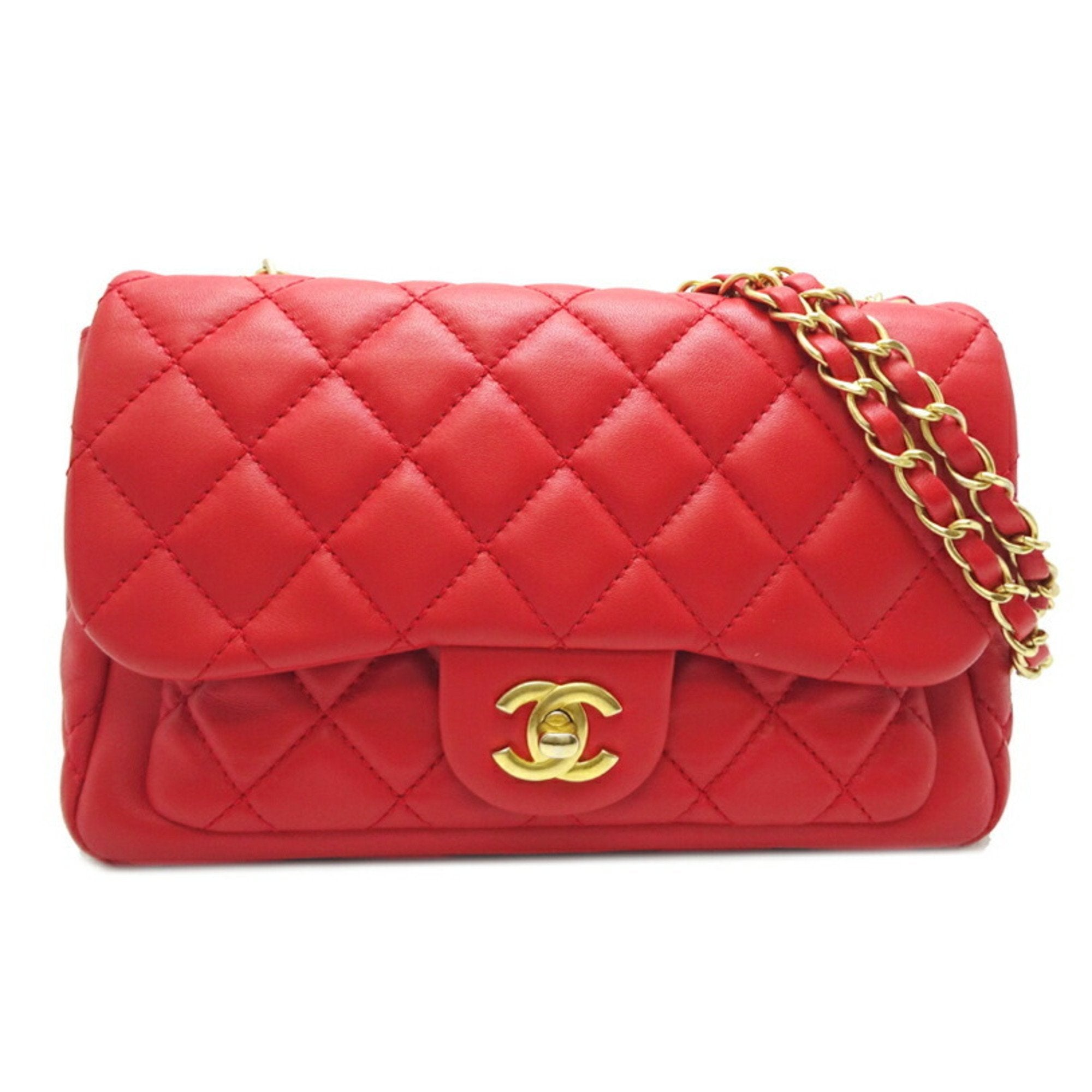 CHANEL Matelasse 23 Chain Shoulder Women's Bag Lambskin Red