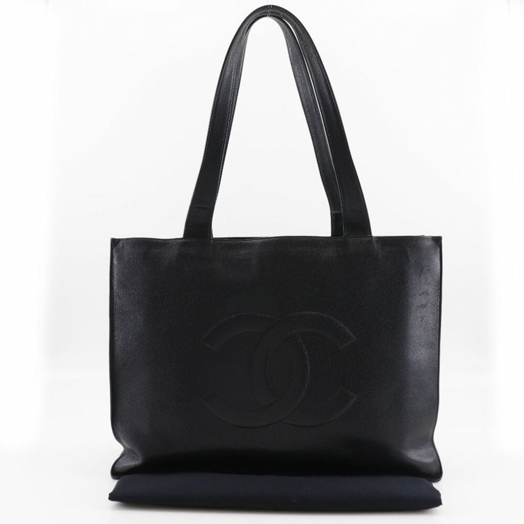 CHANEL Coco Mark Matte Caviar Skin Black Women's Tote Bag
