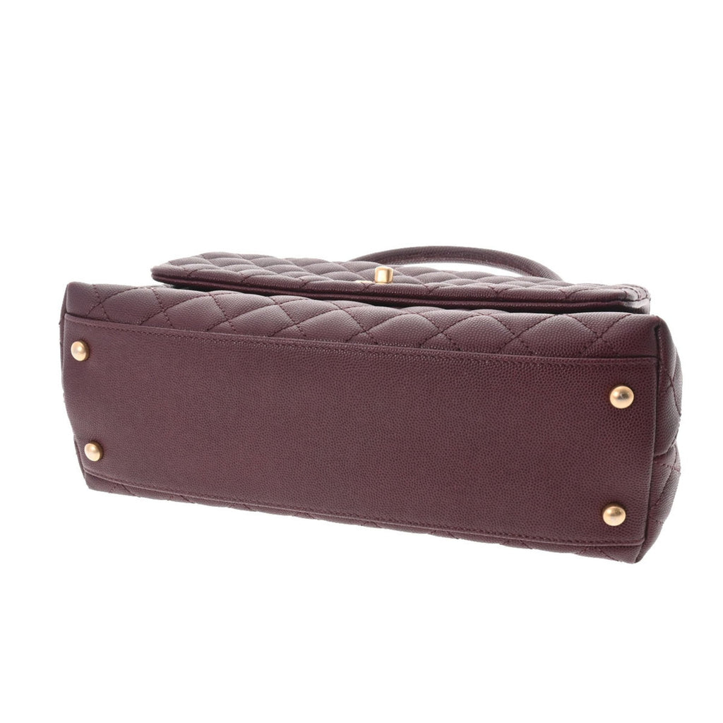 CHANEL Matelasse Coco Handle 28 Bordeaux A92991 Ladies Caviar Skin Bag