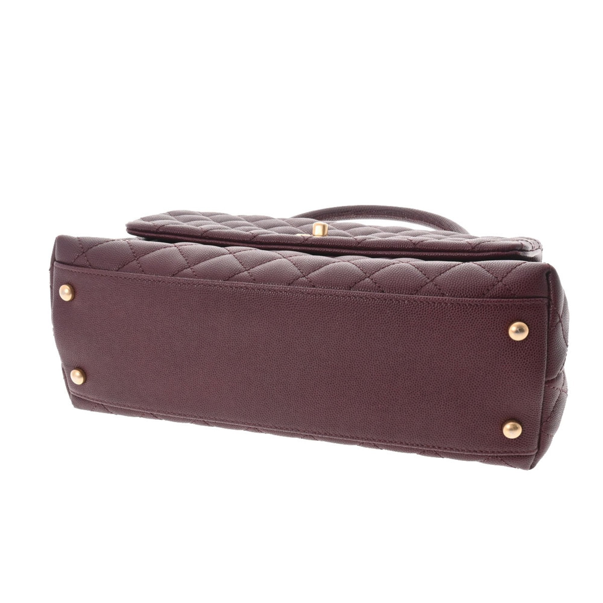 CHANEL Matelasse Coco Handle 28 Bordeaux A92991 Ladies Caviar Skin Bag