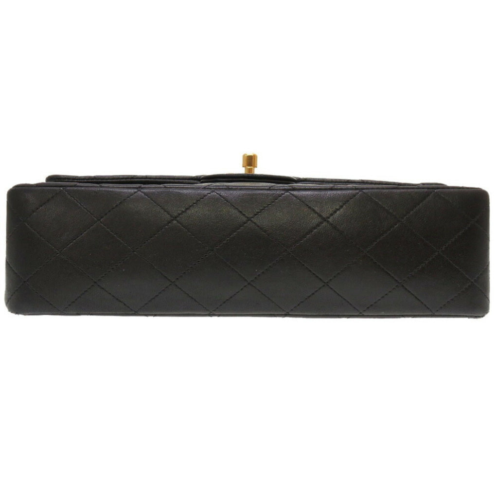 CHANEL Matelasse Lambskin Black Double Flap No.4 Gold Chain Shoulder Bag