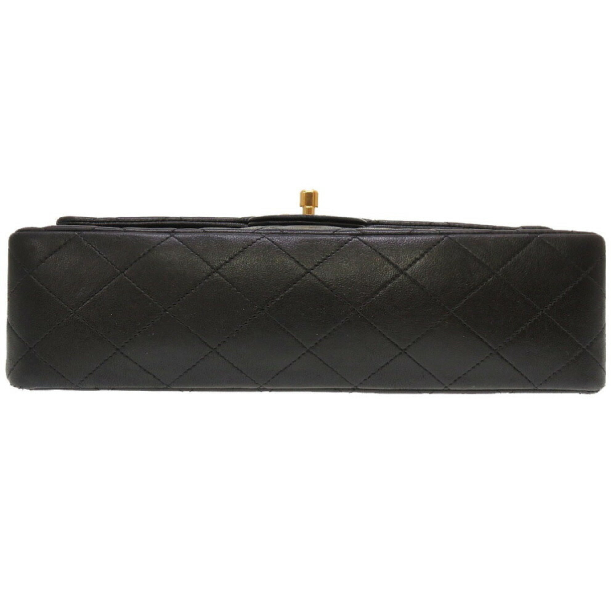 CHANEL Matelasse Lambskin Black Double Flap No.4 Gold Chain Shoulder Bag