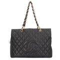 CHANEL chain matelasse shoulder bag caviar skin black ladies