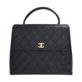 CHANEL Caviar Skin Matelasse Coco Mark Handbag Black Ladies