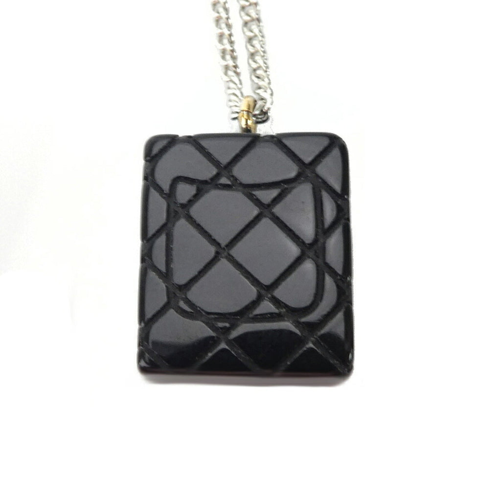 CHANEL necklace cambon metal / enamel silver black off-white Lady's