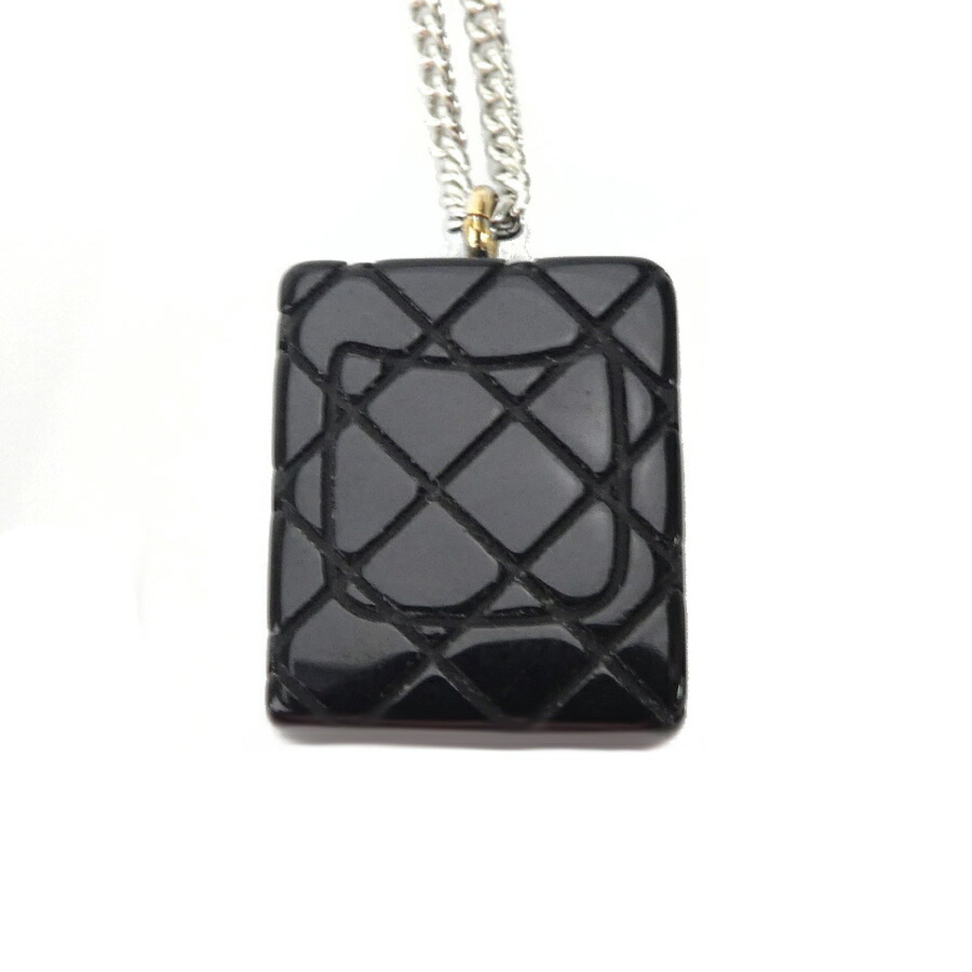 CHANEL necklace cambon metal / enamel silver black off-white Lady's