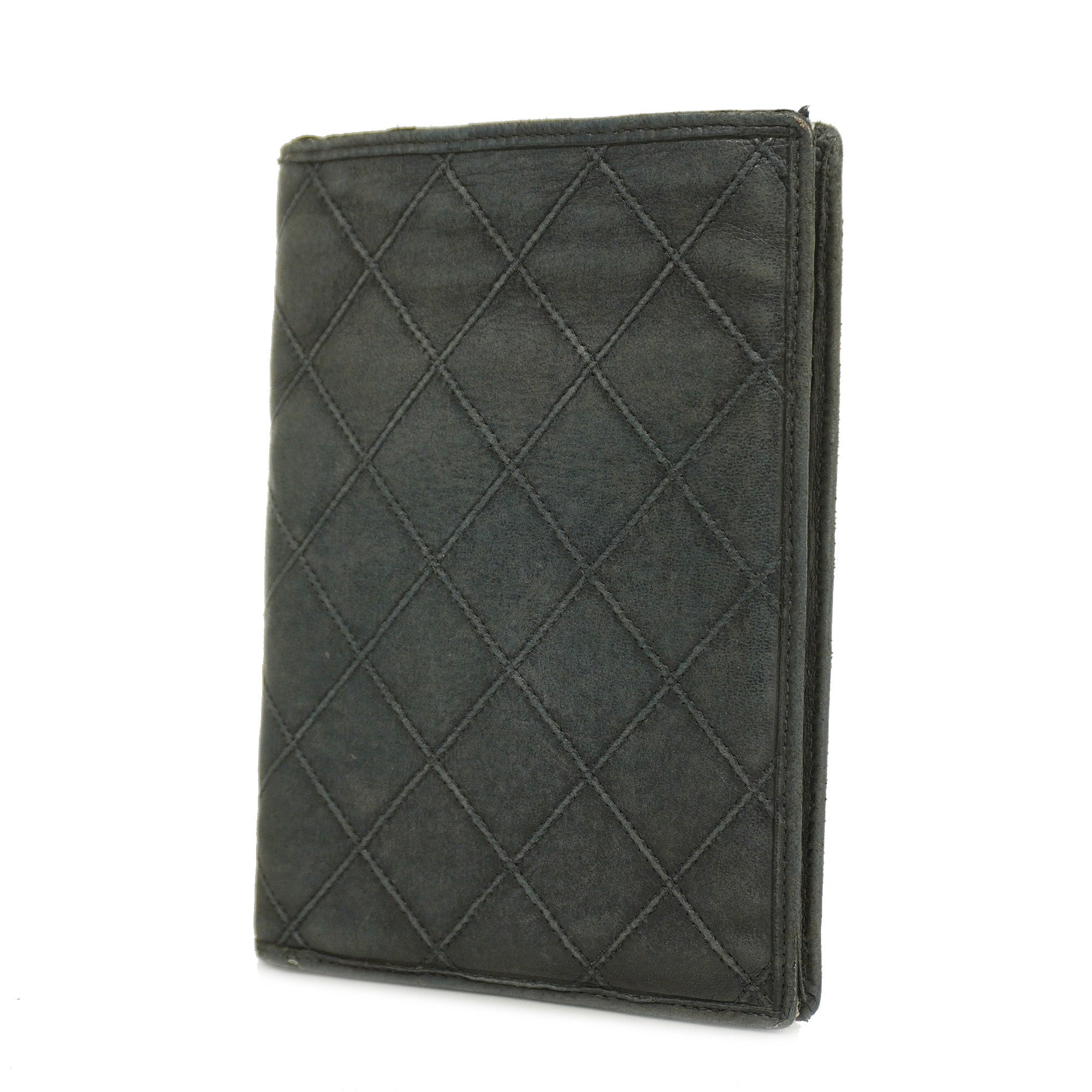 CHANELAuth  Bicolor Bi-fold Wallet Women's Lambskin Black