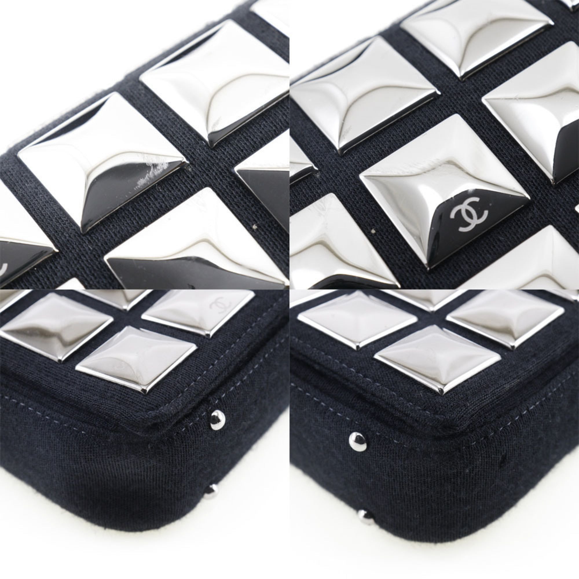 CHANEL ice cube shoulder bag chocolate bar cotton black ladies