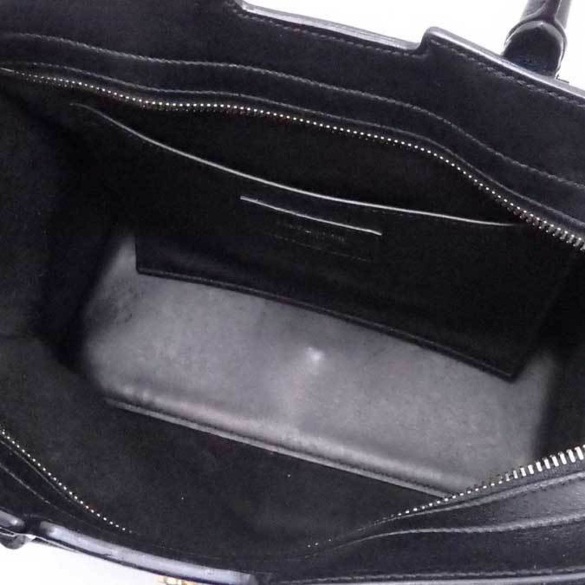 SAINT LAURENT Handbag Shoulder Bag Baby Cabas Leather Black Gold Women's