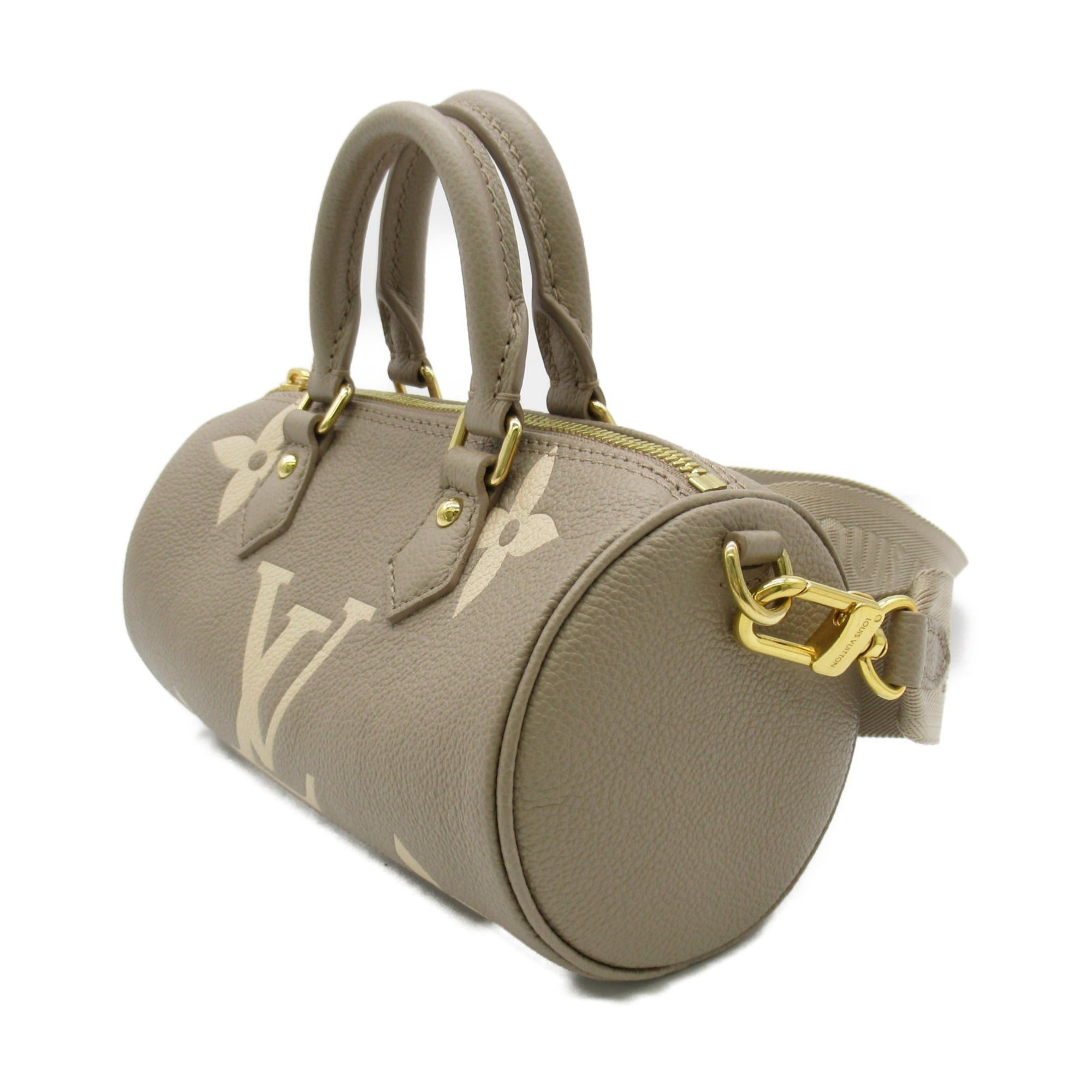 LOUIS VUITTON Papillon BB Shoulder Bag Beige Turtle claim Monogram empreinte leather M46031