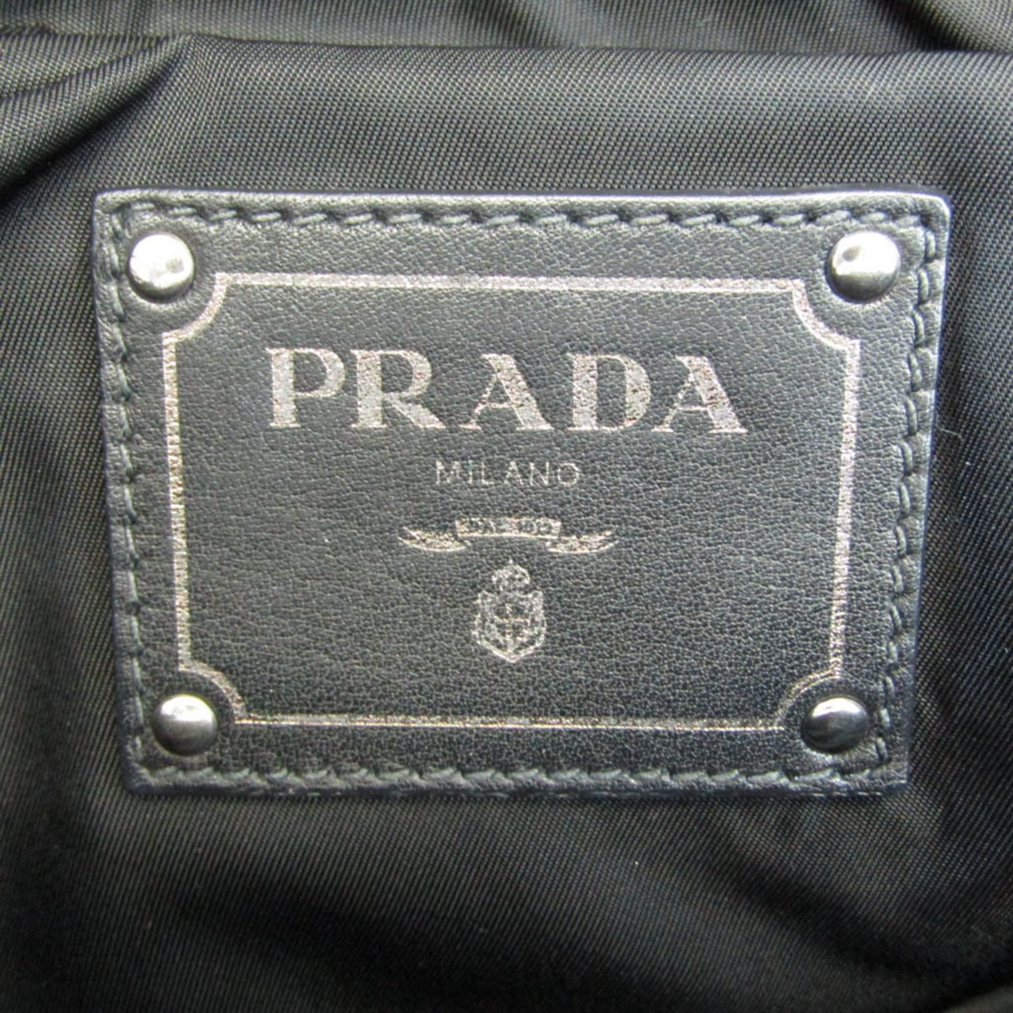 PRADA TESSUTO DOUBLE Women's Nylon Handbag,Shoulder Bag Black,Khaki