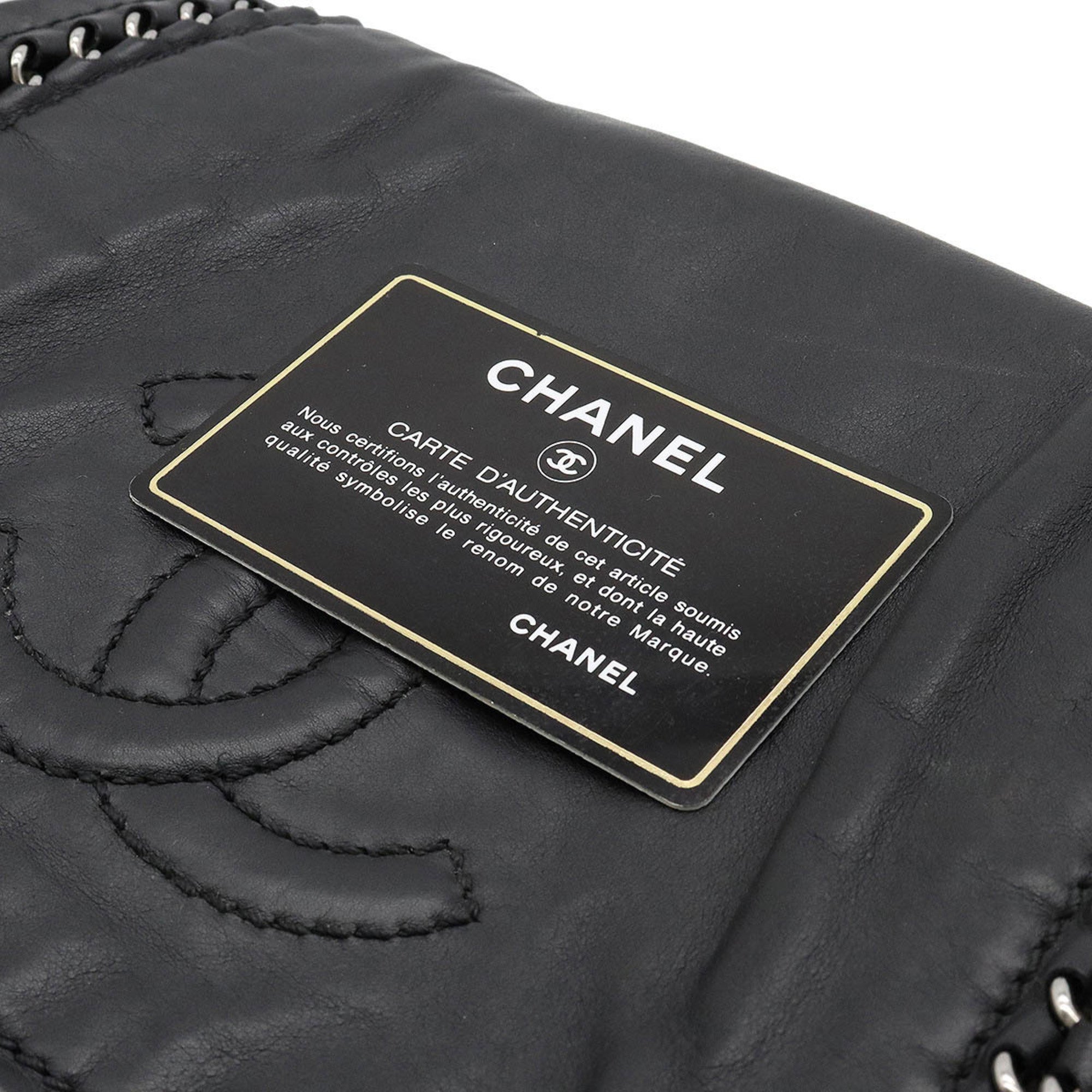 CHANEL luxury line here mark shoulder bag chain leather black