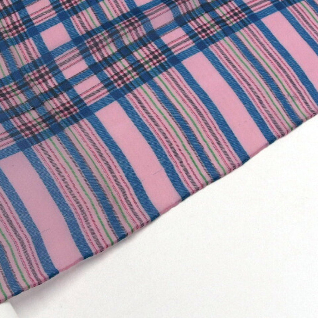CHANEL Check Pattern Chiffon Large Stole Pink Multicolor