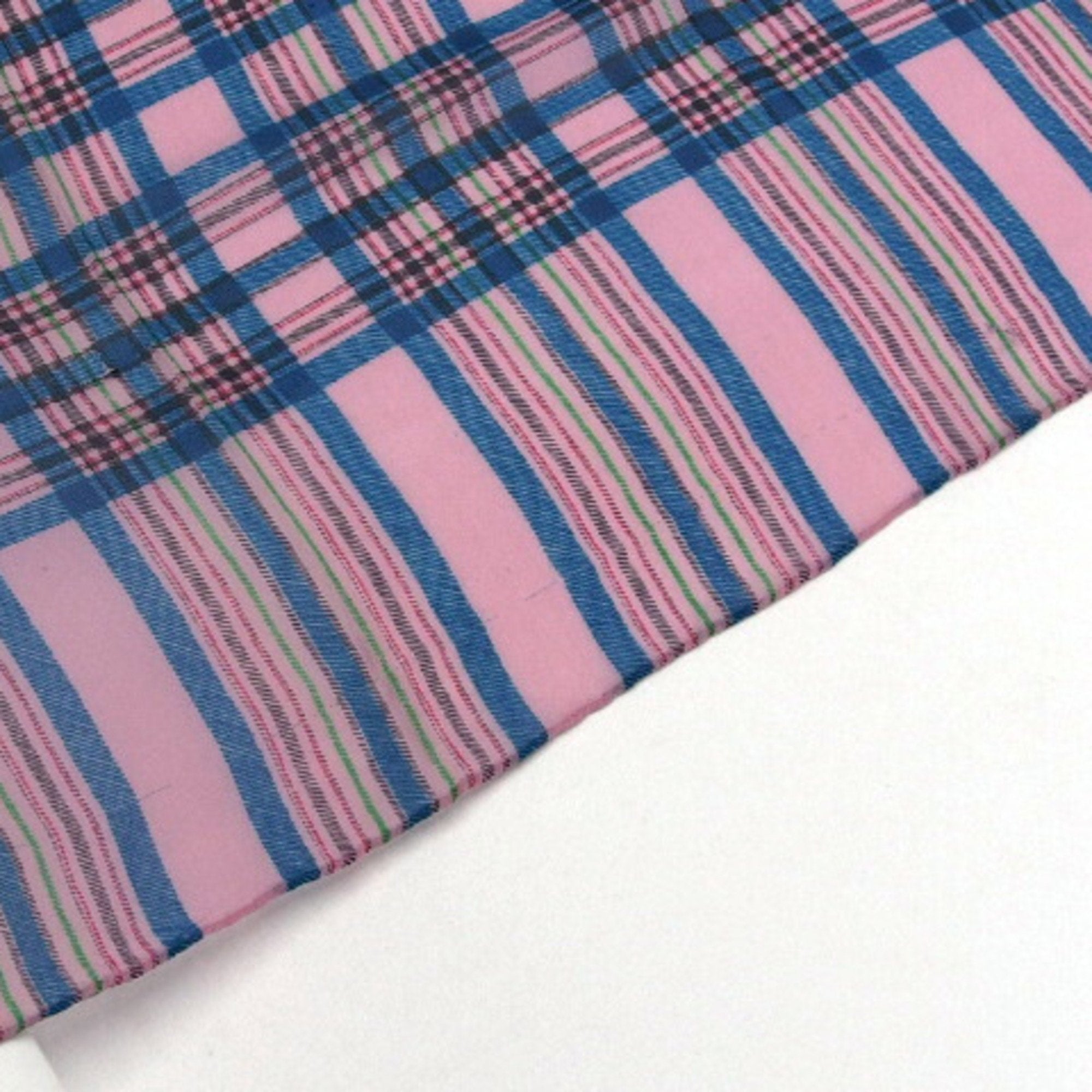 CHANEL Check Pattern Chiffon Large Stole Pink Multicolor