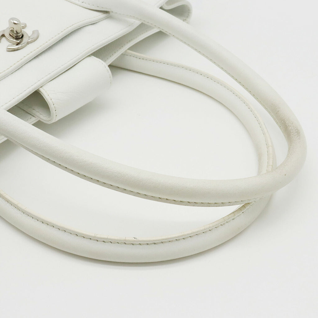 CHANEL Executive Line Coco Mark Tote Bag Handbag White Shoulder A15206