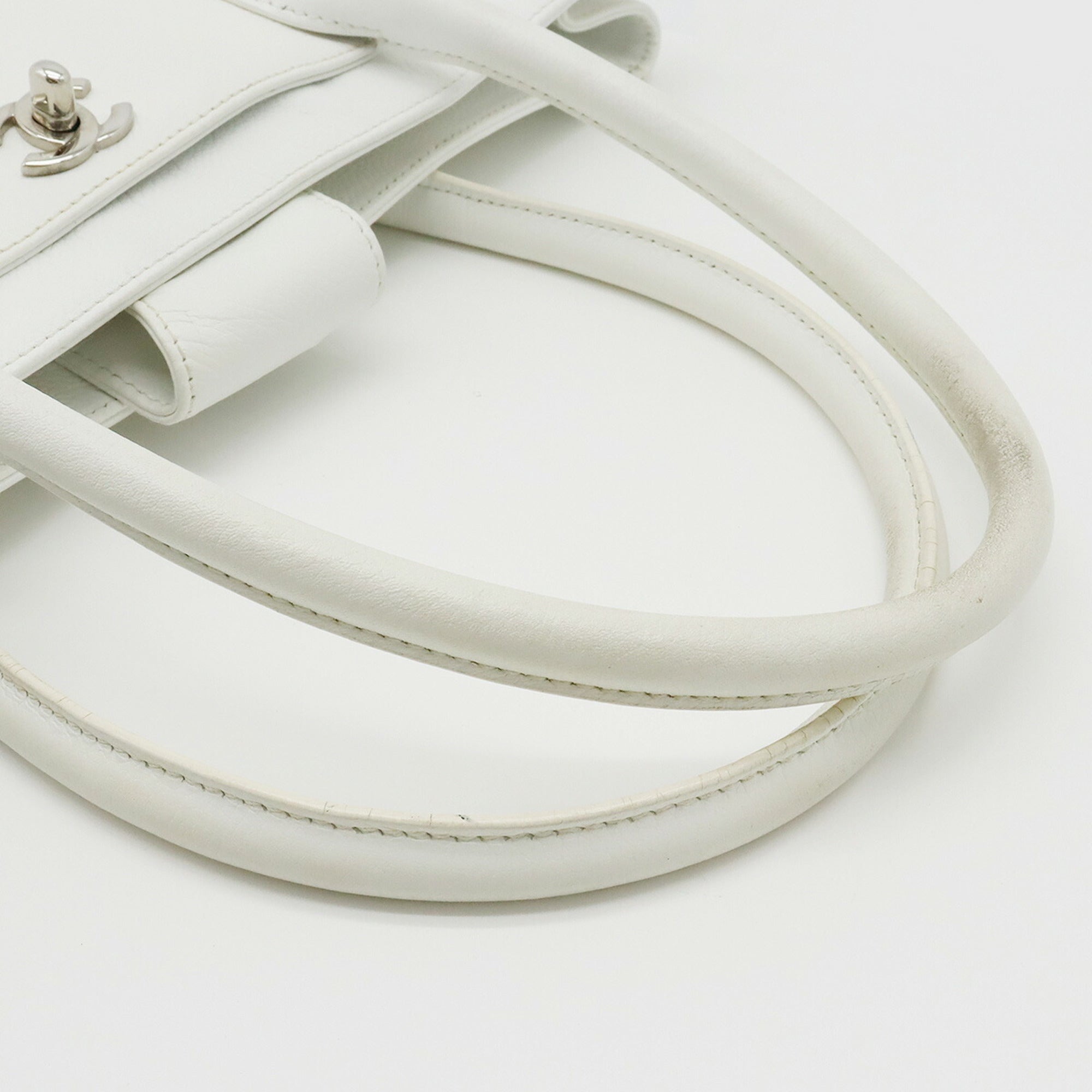 CHANEL Executive Line Coco Mark Tote Bag Handbag White Shoulder A15206