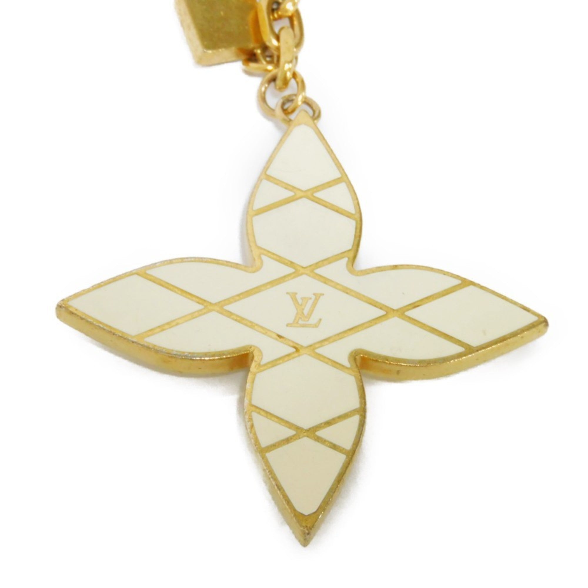 LOUIS VUITTON Keychain Maltage Flowers Bijou Enamel Ivory Bag Charm Monogram Flower M67383 Men Women