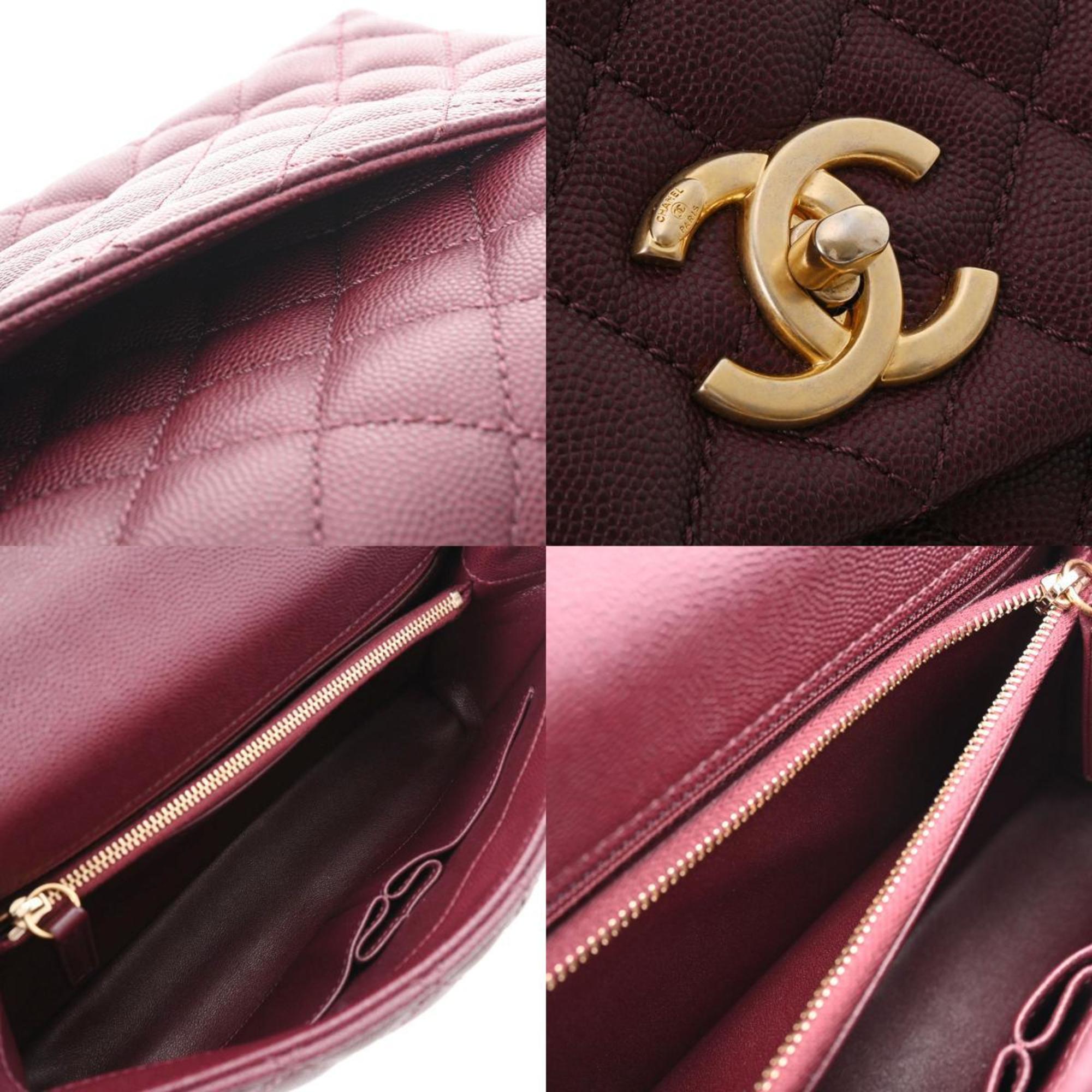 CHANEL Matelasse Coco Handle 28 Bordeaux A92991 Ladies Caviar Skin Bag