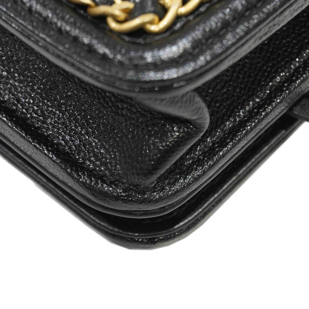 CHANEL [] 19 Chain Shoulder Bag Black/G Metal Fittings Caviar Skin Women's Men's
