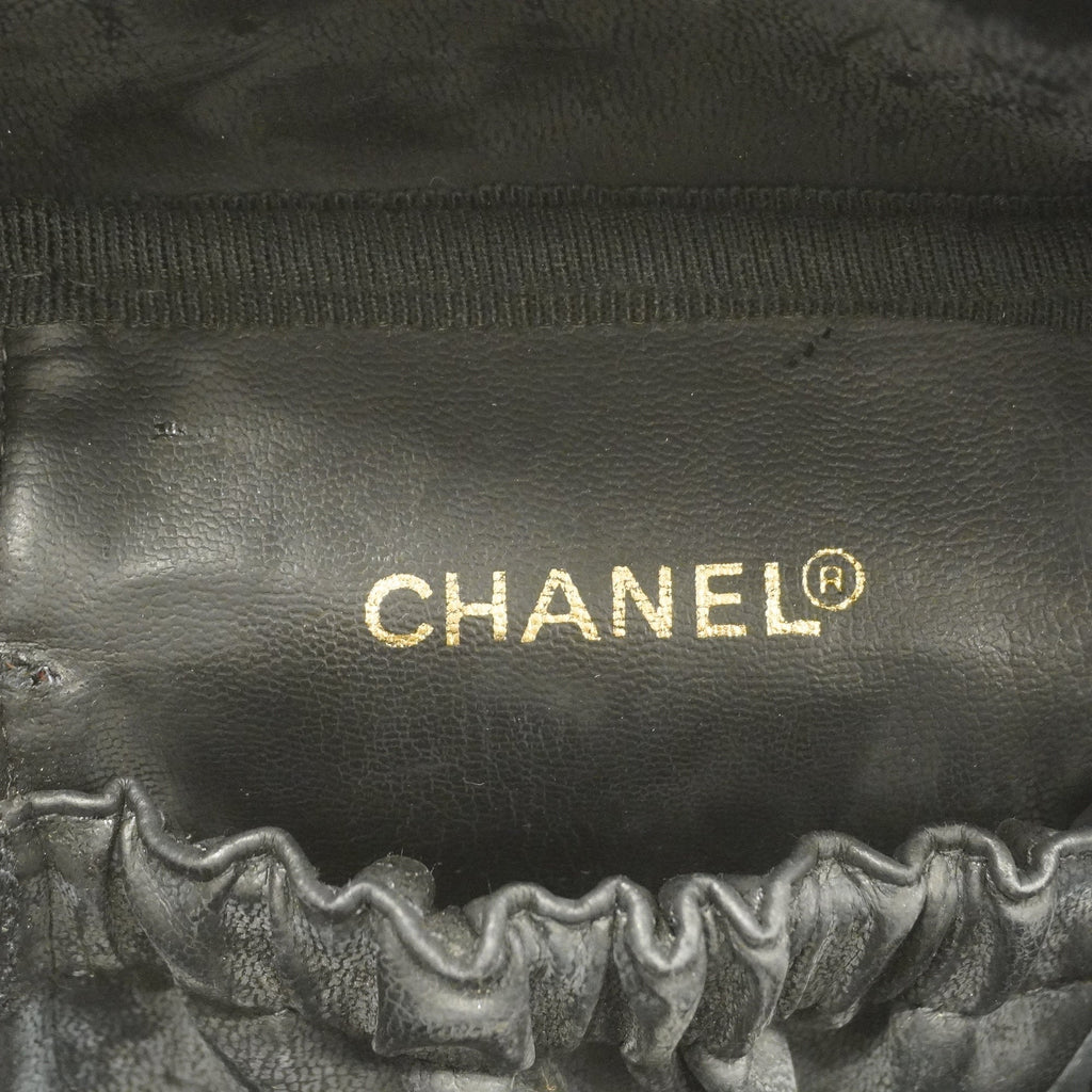 CHANEL[3ca0286]   Vanity Bag Bicolore Lambskin Black Gold metal