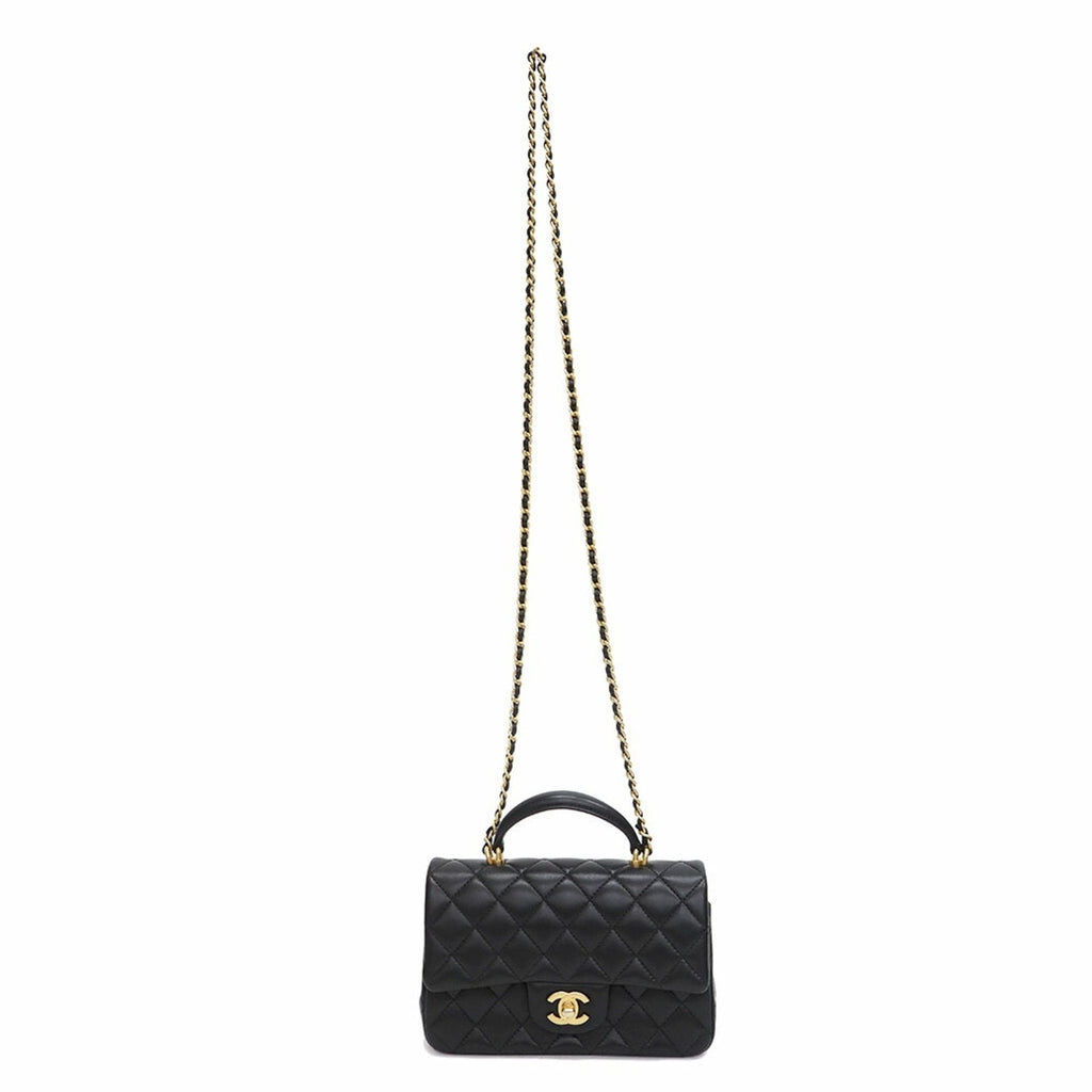 Chanel flap bag lambskin matelasse black shoulder ladies
