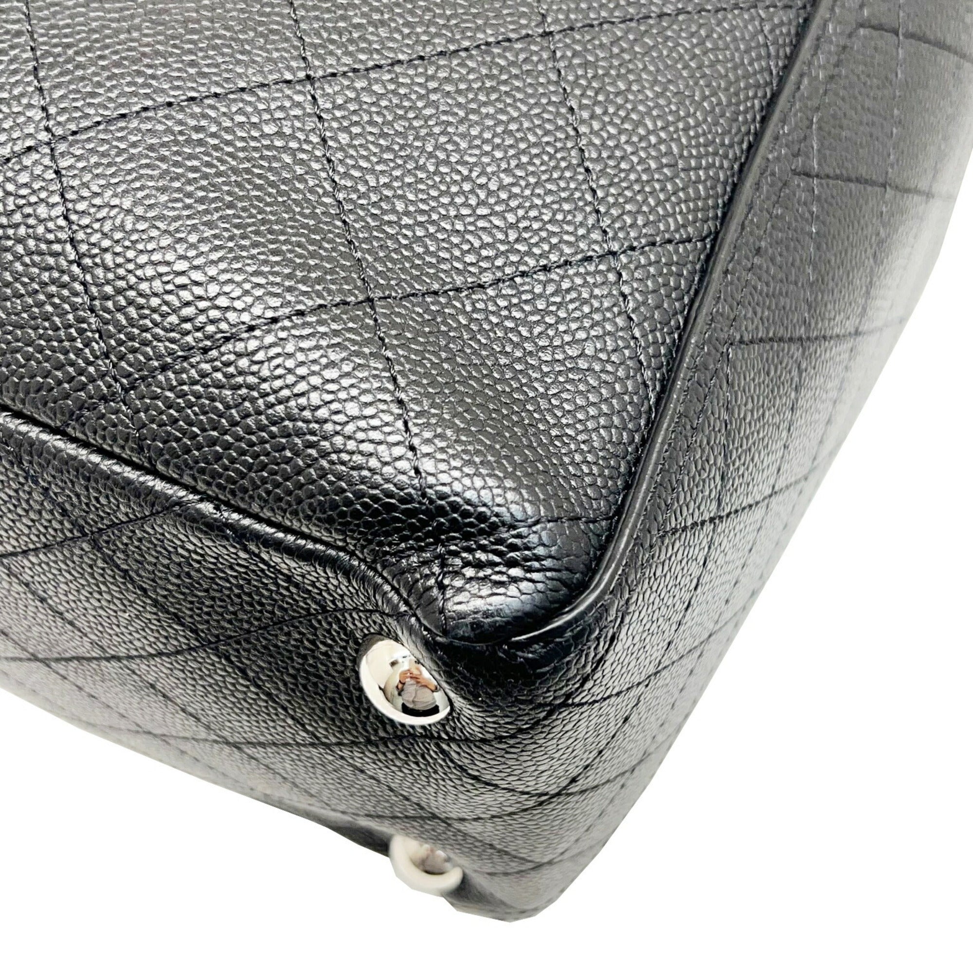 CHANEL Wild Stitch Shoulder Handbag Chain Tote Caviar Skin Black No. 19 Women's