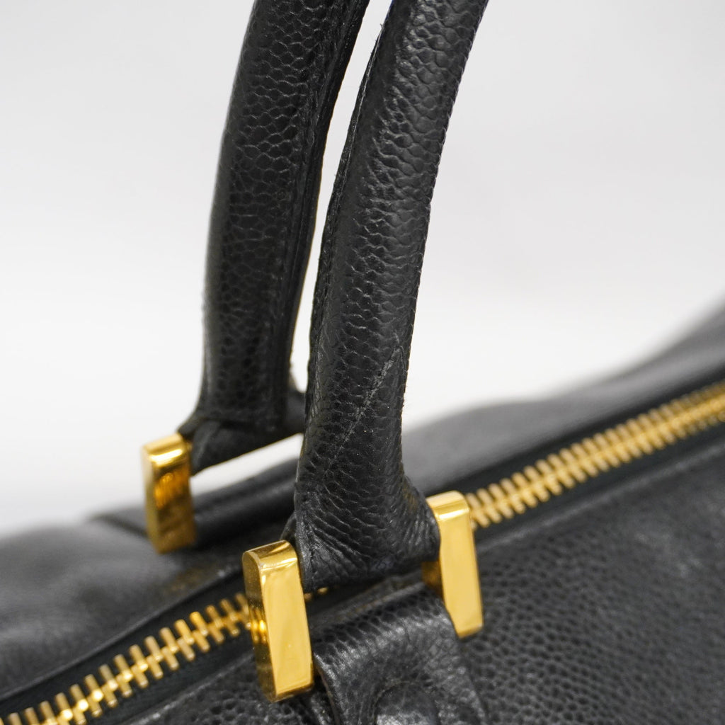 CHANELAuth  Caviar Skin Women's Caviar Leather Boston Bag Black