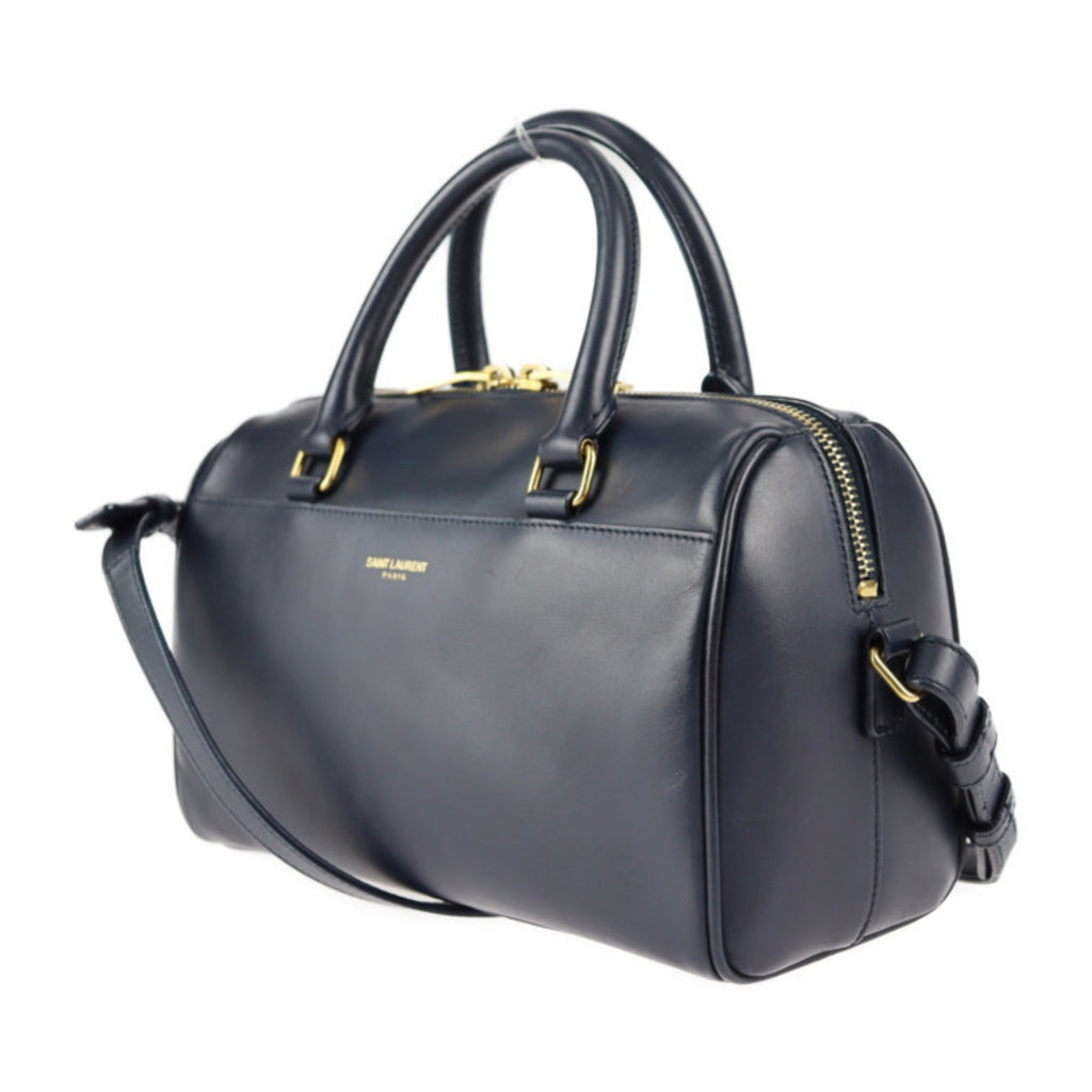YVES SAINT LAURENT SAINT LAURENT PARIS Saint Laurent Paris Baby Duffle Handbag 330958 Leather Navy 2WAY Mini Boston Gold Hardware