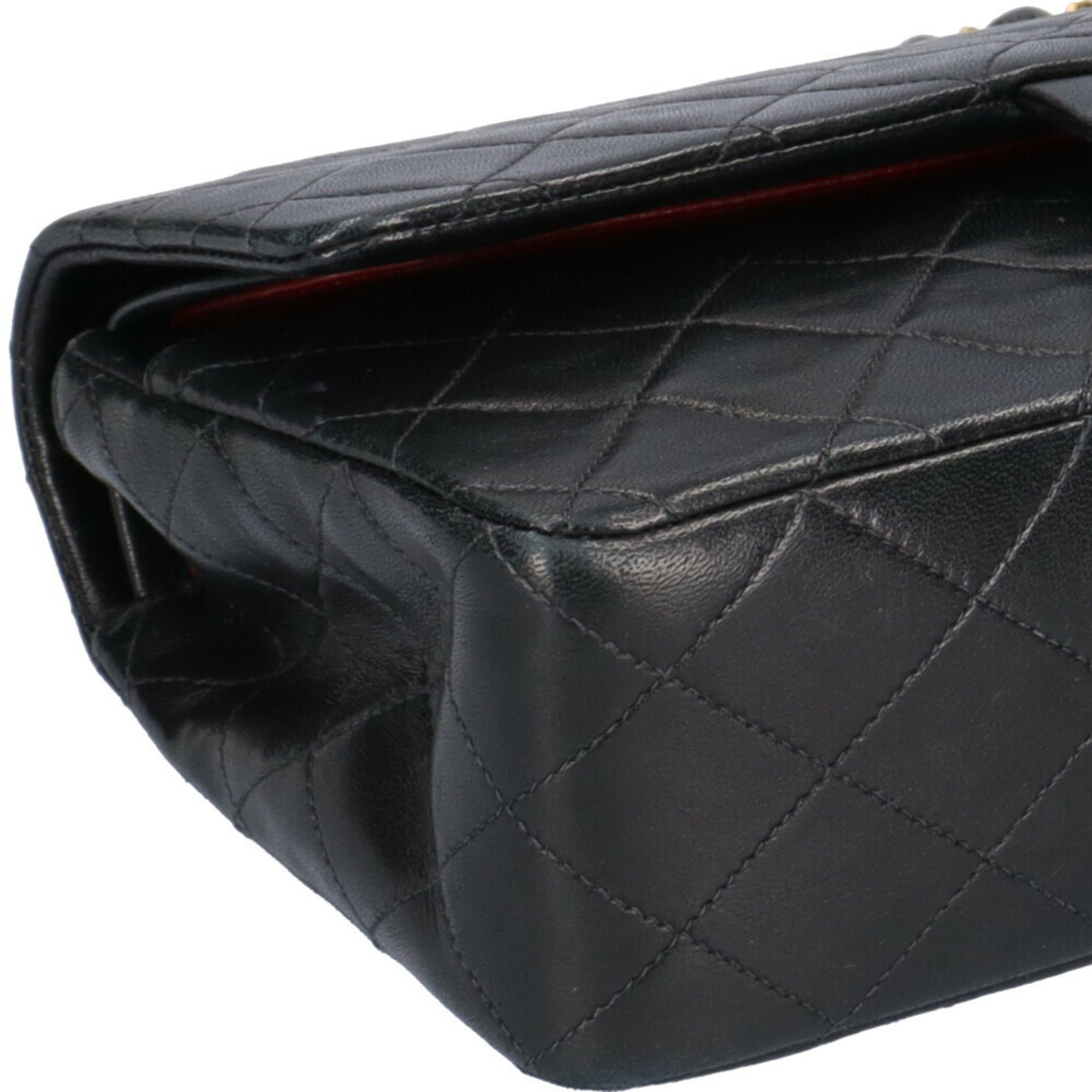 CHANEL chain matelasse shoulder bag lambskin black ladies