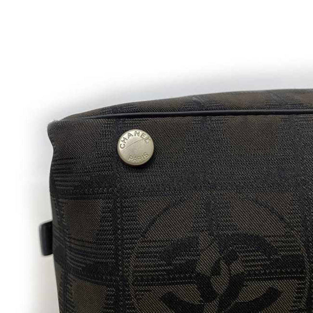 CHANEL Boston Bag Brown Black New A15828 Cocomark Nylon Leather 10th  Nutra Line Handbag