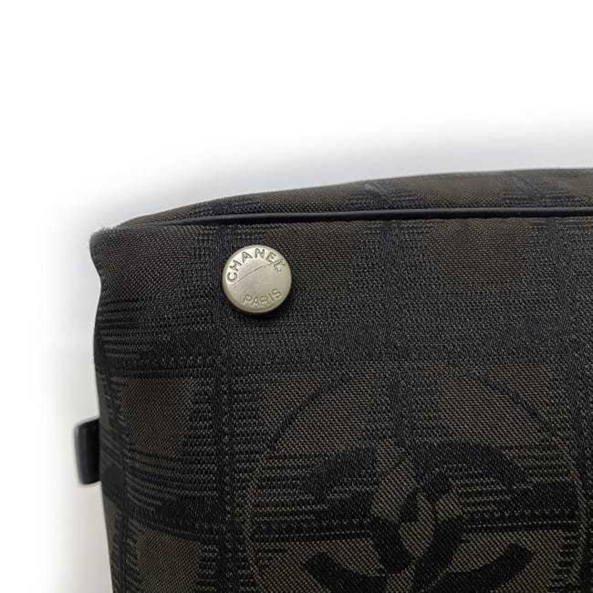 CHANEL Boston Bag Brown Black New A15828 Cocomark Nylon Leather 10th  Nutra Line Handbag