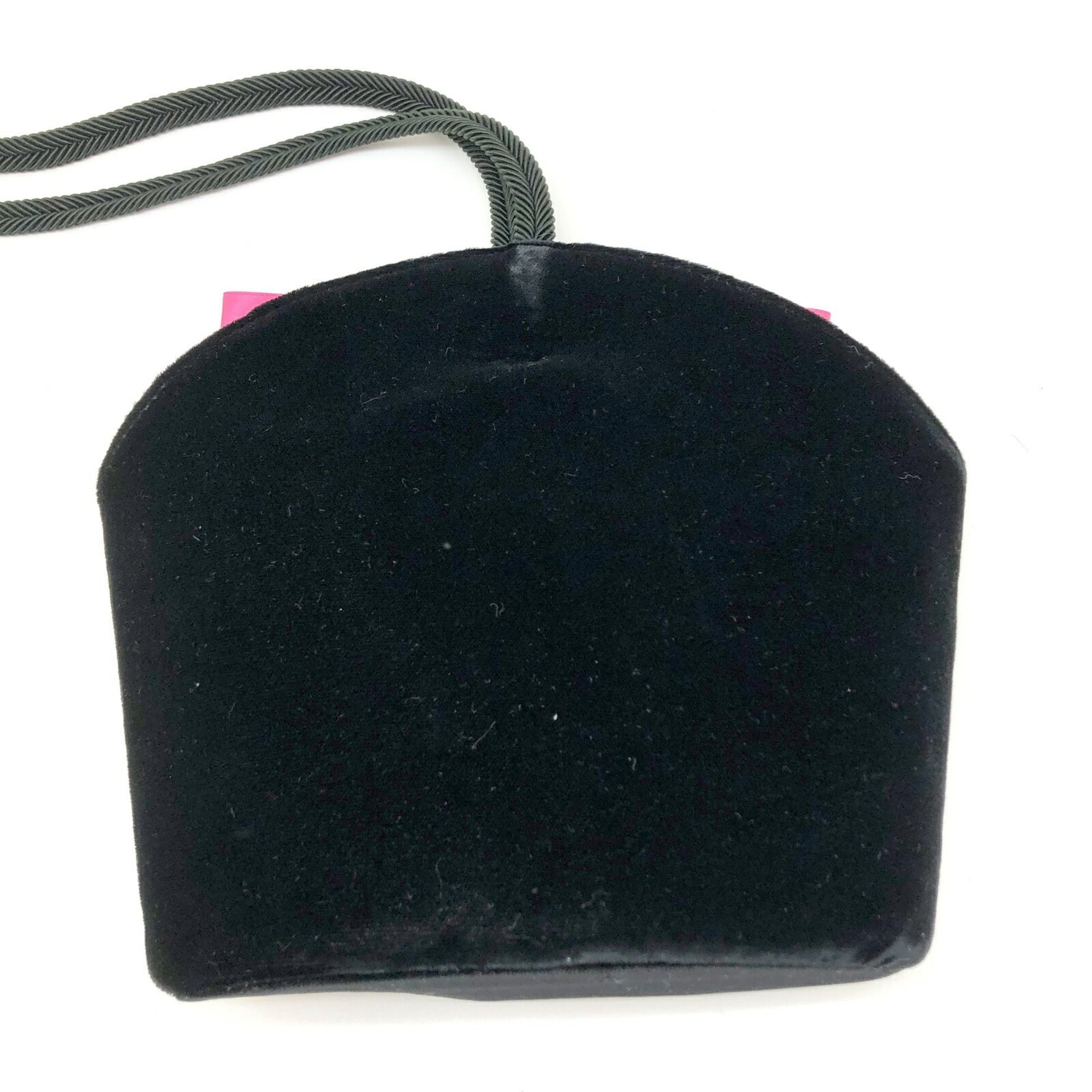 YVES SAINT LAURENT shoulder bag velor nylon black pink gold hardware ladies