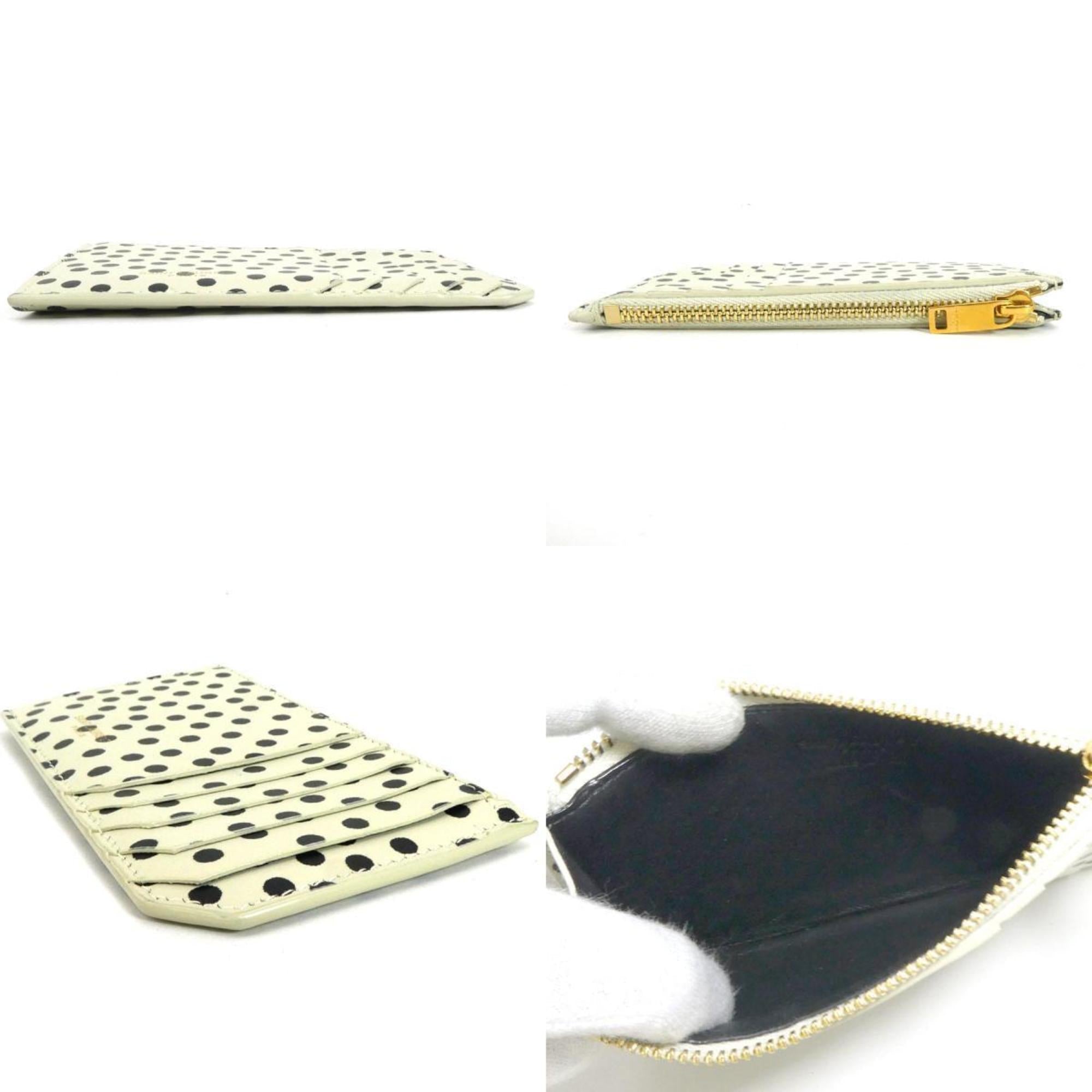 SAINT LAURENT Coin Case Leather Ivory x Black Gold Unisex 631992 55173f
