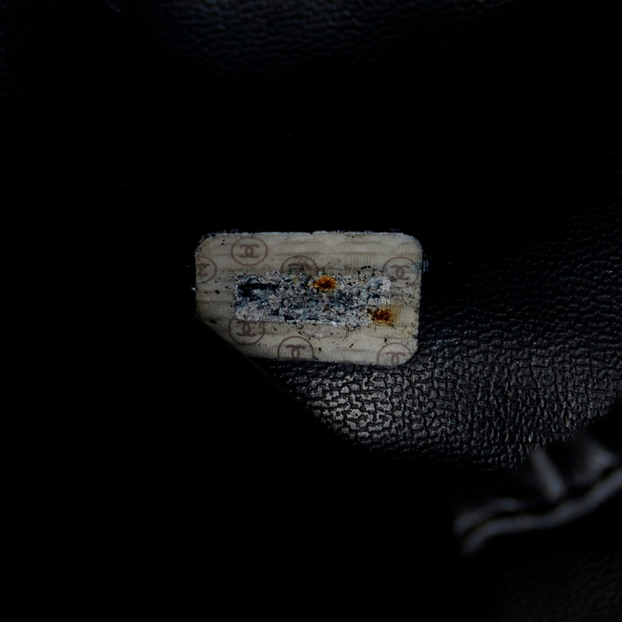 CHANEL Cocomark Bicolore Vanity Bag Handbag Black Lambskin Ladies